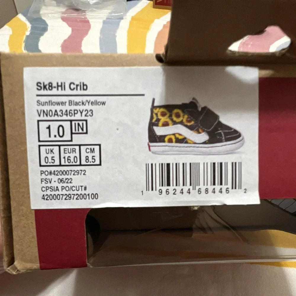 VANS Off The Wall Baby High Top Suede Floral Sneakers Hook & Loop US 1 EU 16